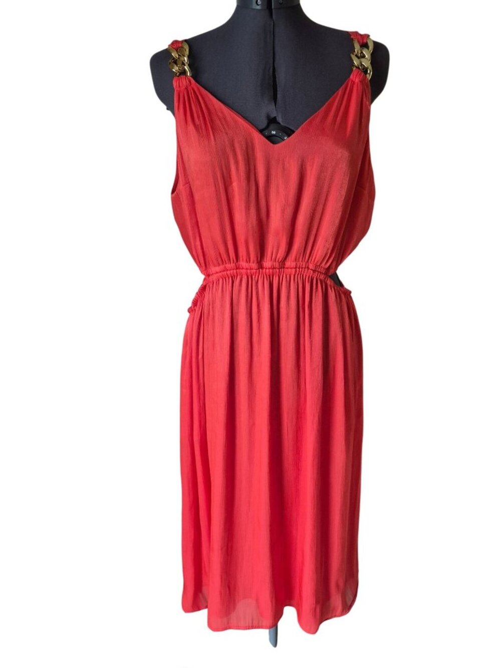Michael Kors Orange Satin Midi Dress size XL